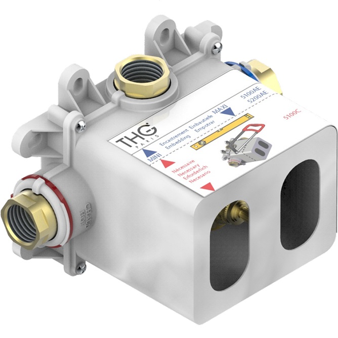 Термостат 3/4" - 60 л/мин с восковым картриджем и коробкой для встраивания THG G00-A00-5200AE, без ручки регулировки